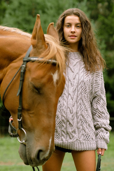 Hand Knit Merino Wool Sweater - Dusty Violet