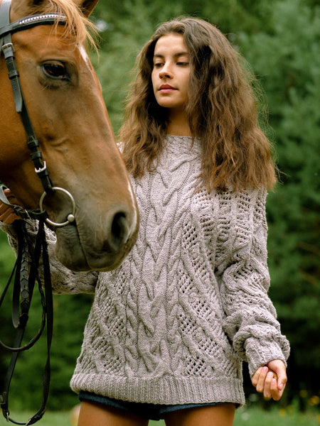 Hand Knit Merino Wool Sweater - Dusty Violet