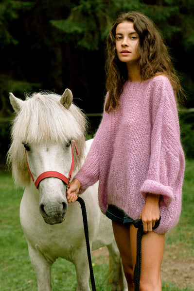 Hand Knit Mohair Sweater Dusty Pink